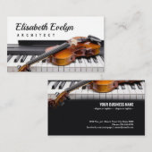 Violin op de sleutels digitale piano visitekaartje (Voorkant / Achterkant)