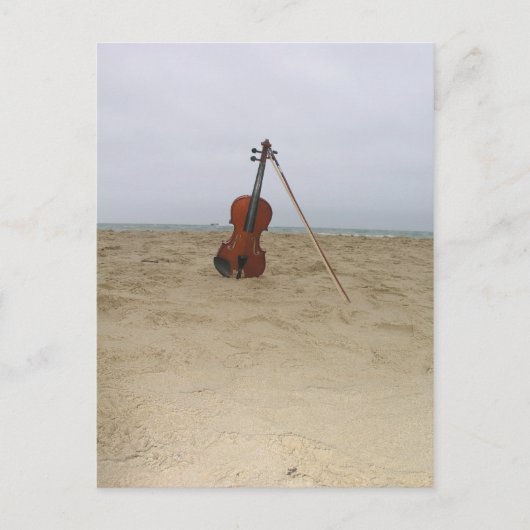 Violin op het strand briefkaart (Voorkant)