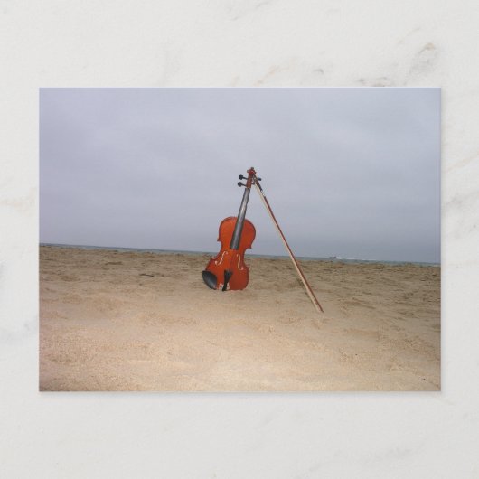 Violin op het strand briefkaart (Voorkant)