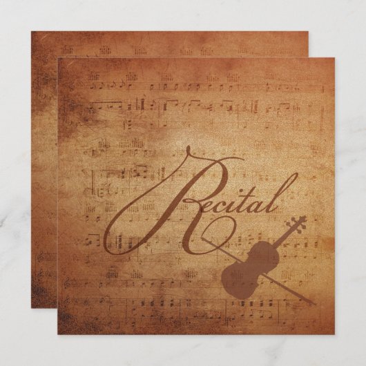 Violin Overweging Antiek — vel Muziek Kaart (Voorkant / Achterkant)