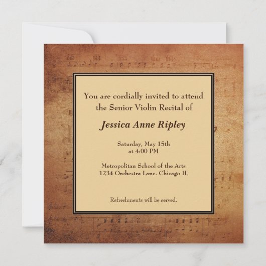 Violin Overweging Antiek — vel Muziek Kaart (Achterkant)