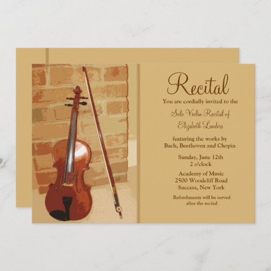 Violin Overweging Uitnodiging (Voorkant / Achterkant)