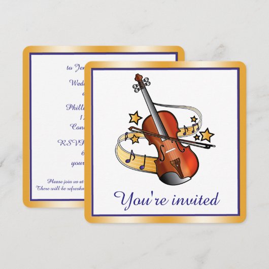 Violin Overweging Uitnodiging (Voorkant / Achterkant)