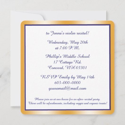 Violin Overweging Uitnodiging (Achterkant)