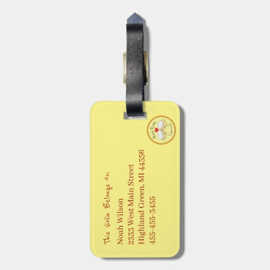 Violin Owl Cute Music Kinder leraar Bagagelabel (Achterkant verticaal)