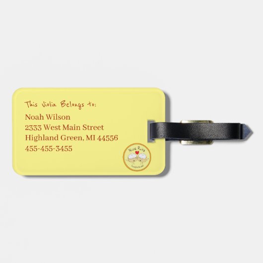 Violin Owl Cute Music Kinder leraar Bagagelabel (Achterkant horizontaal)