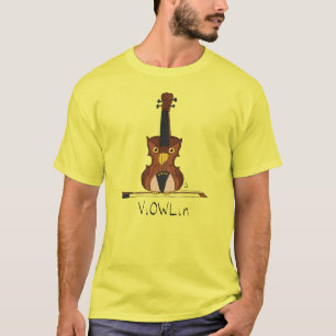Violin Owl Funny Cute Kinder Music T-shirt