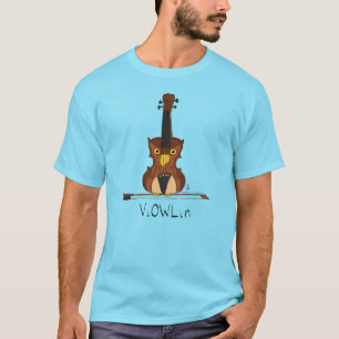 Violin Owl Funny Cute Kinder Music T-shirt