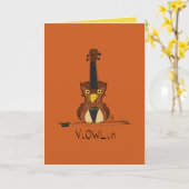 Violin Owl Music Teacher Cute Kinder Kaart (Gele Bloem)