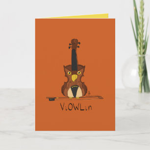 Violin Owl Music Teacher Cute Kinder Kaart