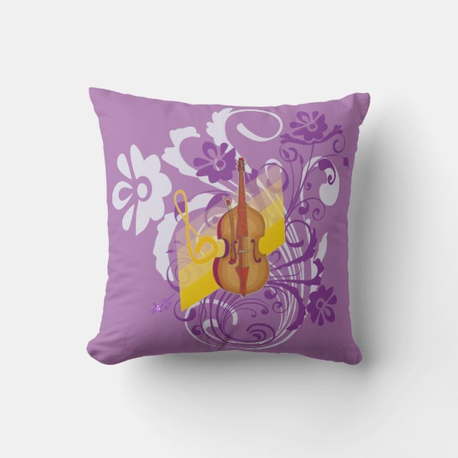 Violin Paars 2 Floral Swirl Sierkussen (Voorkant)