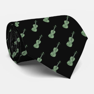 Violin Pattern - Groen en Zwart Stropdas
