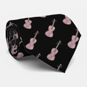 Violin Pattern - Roze en Zwart Stropdas (Opgerold)