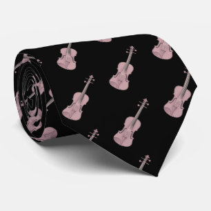 Violin Pattern - Roze en Zwart Stropdas