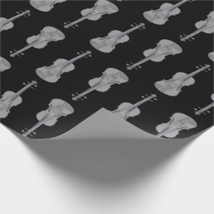 Violin Pattern - Silver and Black Cadeaupapier