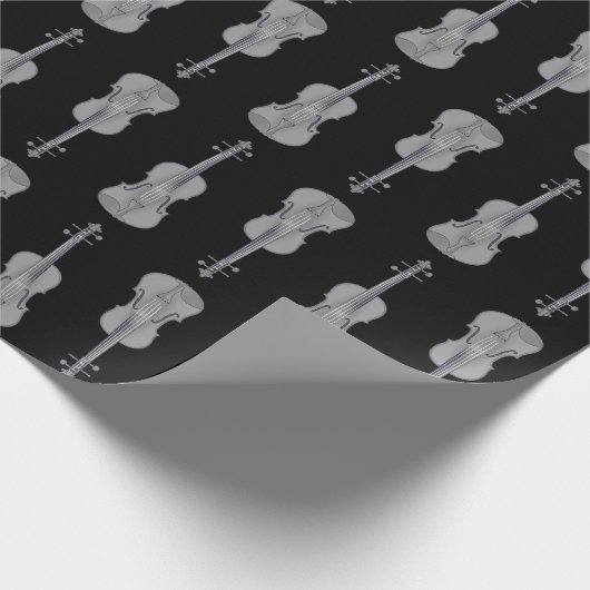 Violin Pattern - Silver and Black Cadeaupapier (Hoek)