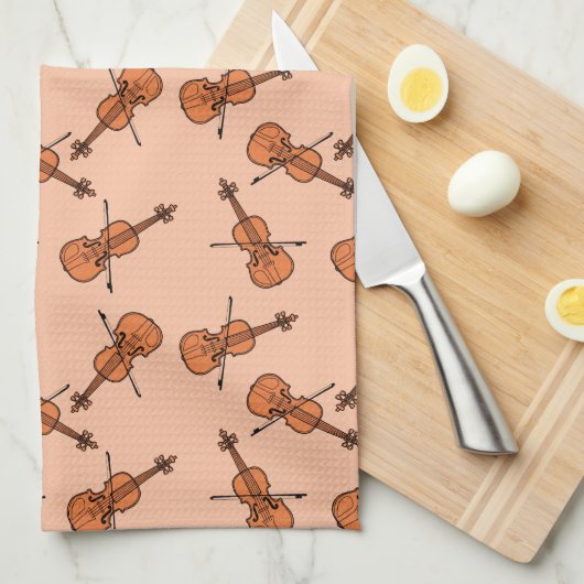 Violin Pattern Theedoek (Quarter Fold)