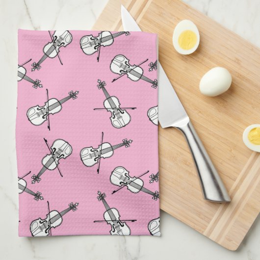 Violin Pattern Theedoek (Quarter Fold)