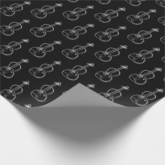 Violin Pattern - Zwart-wit Cadeaupapier (Hoek)