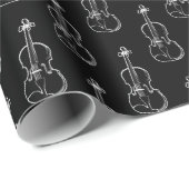 Violin Pattern - Zwart-wit Cadeaupapier (Rol Hoek)
