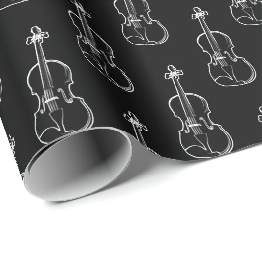 Violin Pattern - Zwart-wit Cadeaupapier (Rol Hoek)