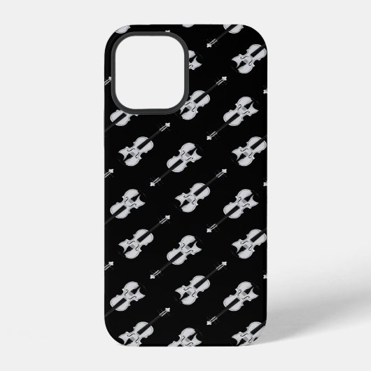 Violin Pattern - Zwart-wit iPhone Hoesje (Achterkant)