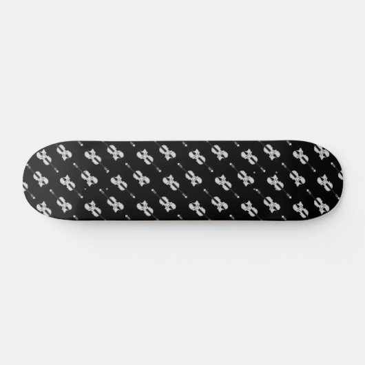 Violin Pattern - Zwart-wit Skateboard (Horizontaal)