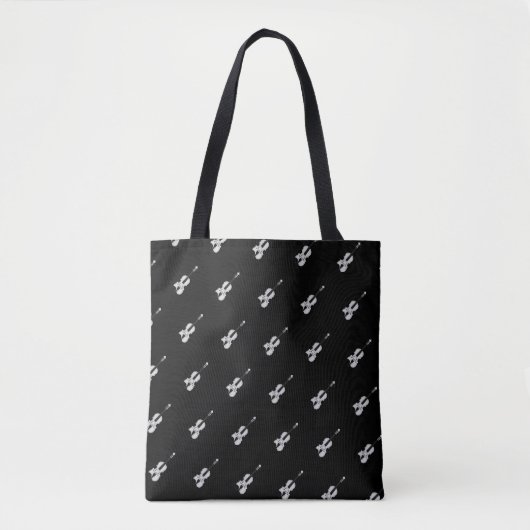 Violin Pattern - Zwart-wit Tote Bag (Voorkant)