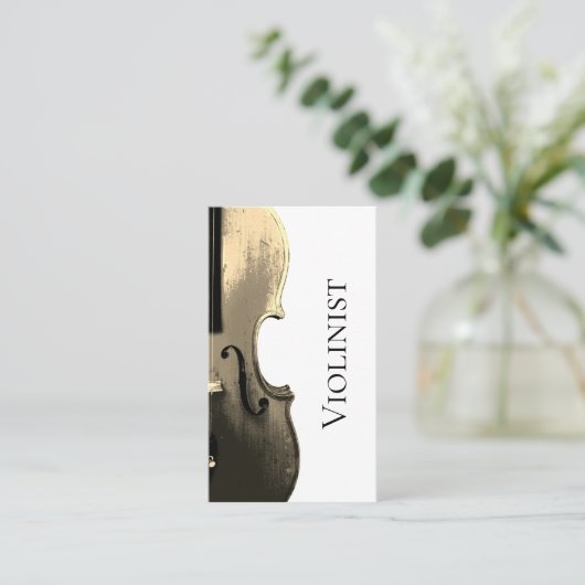Violin Performer Musical Minimalist QR code Visitekaartje (Staand voorkant)