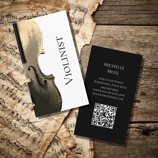 Violin Performer Musical Minimalist QR code Visitekaartje