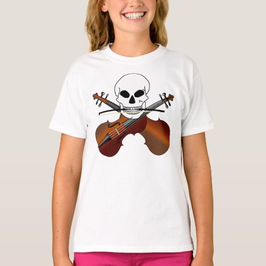 Violin Pirate Skull Funny Music Gift T-shirt (Voorkant)