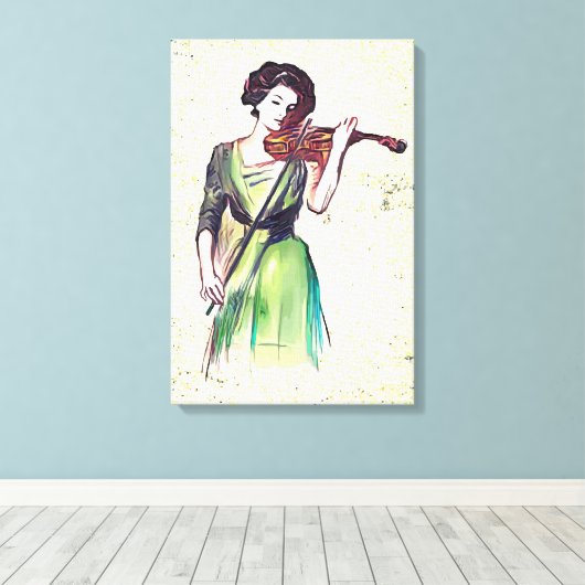 Violin player canvas afdruk (Insitu (Houten vloer))