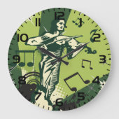 Violin Player Musical Notes Grote Klok (Voorkant)