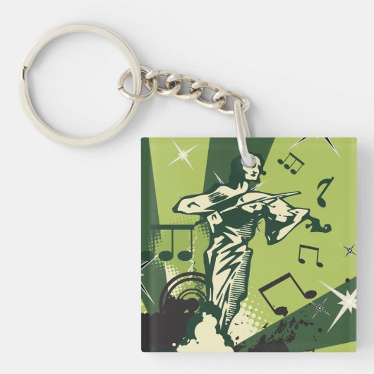 Violin Player Musical Notes Sleutelhanger (voorkant)