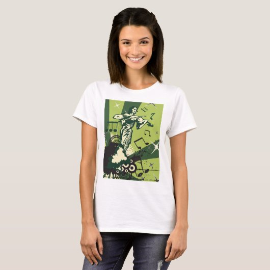 Violin Player Musical Notes T-shirt (Voorkant volledig)