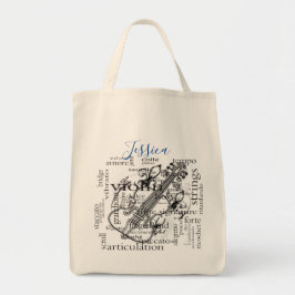 Violin Player-muziekmonogram Tote Bag