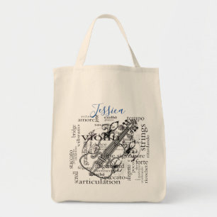 Violin Player-muziekmonogram Tote Bag