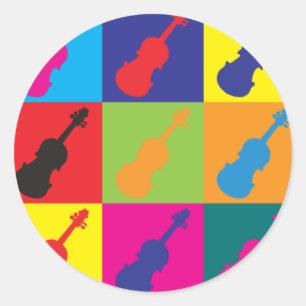 Violin Pop Art Ronde Sticker