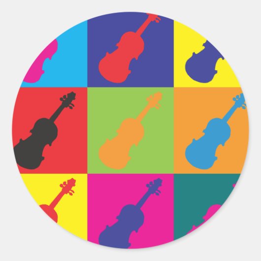 Violin Pop Art Ronde Sticker (Voorkant)