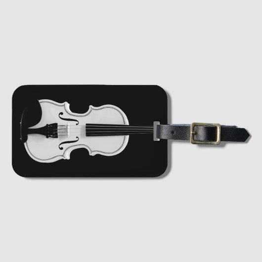Violin Portret - Zwarte en witte foto Bagagelabel (Voorkant (horizontaal))