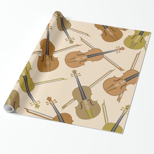 Violin Print Pattern Cadeaupapier (Uitgerold)
