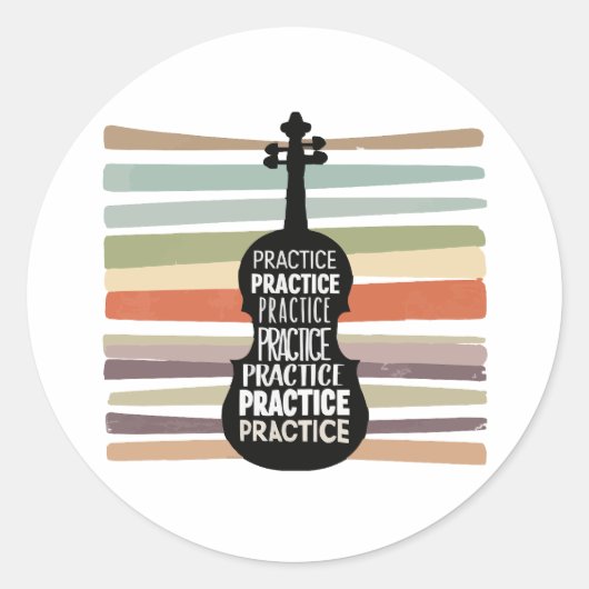 violin retro ronde sticker (Voorkant)