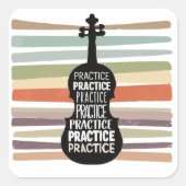 violin retro vierkante sticker (Voorkant)