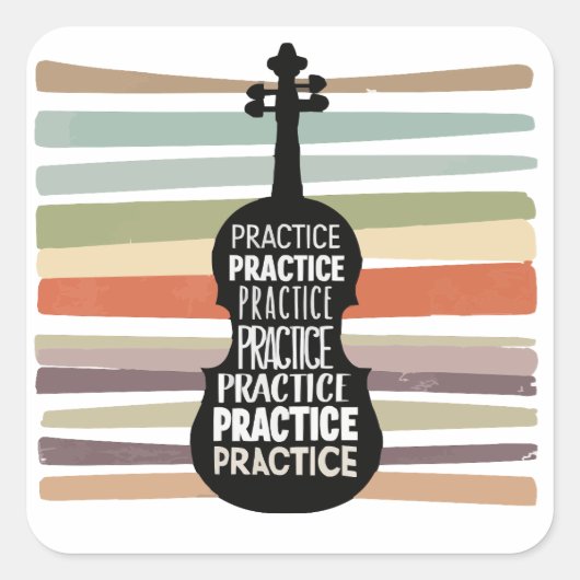 violin retro vierkante sticker (Voorkant)
