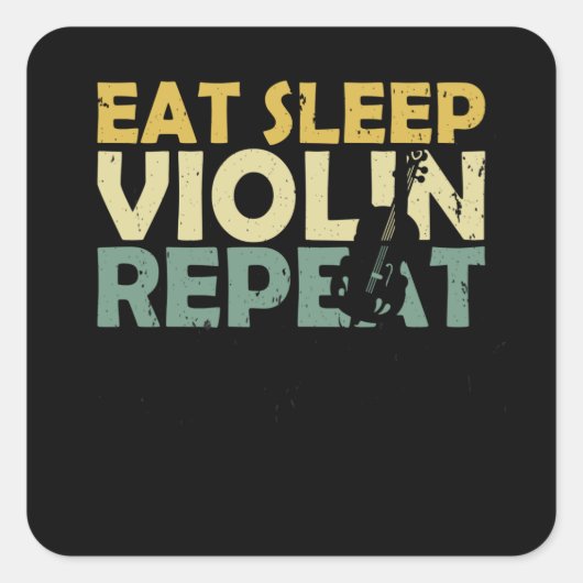 Violin Retro Vierkante Sticker (Voorkant)