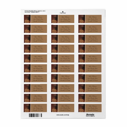 Violin Return Address Labels (Full Sheet)