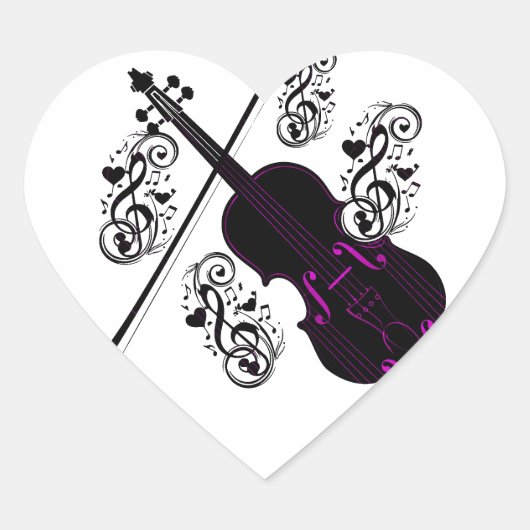 Violin, Rocking love_ Hart Sticker (Voorkant)