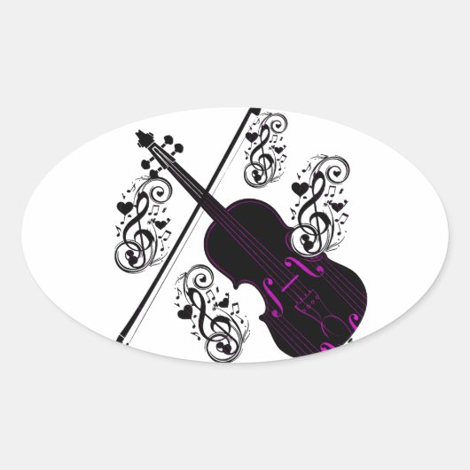 Violin, Rocking love_ Ovale Sticker (Voorkant)