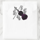 Violin, Rocking love_ Ovale Sticker (Tas)
