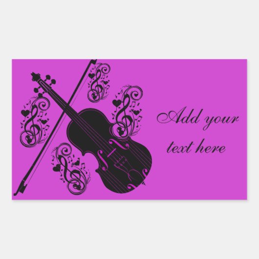 Violin, Rocking love_ Rechthoekige Sticker (Voorkant)